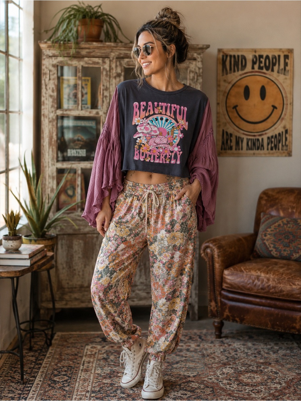 Upcycled Graphic Tee Blouse
